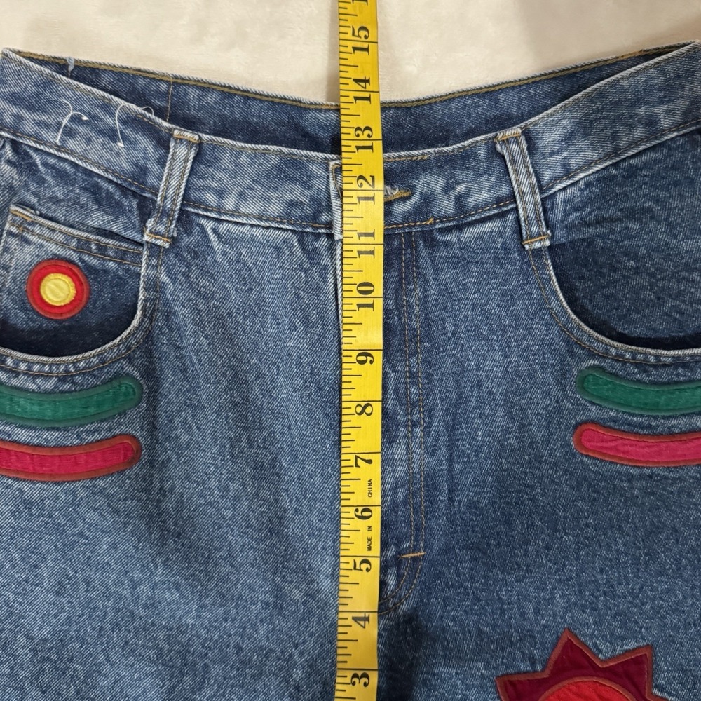 Vintage Embroidered High Waist Mom Jeans 13/14 Size 4 6 28 Festival Hippie Boho - Picture 12 of 16